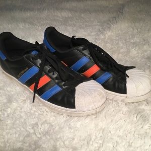 Adidas Superstar Sneakers Black/Blue/Orange 6.5